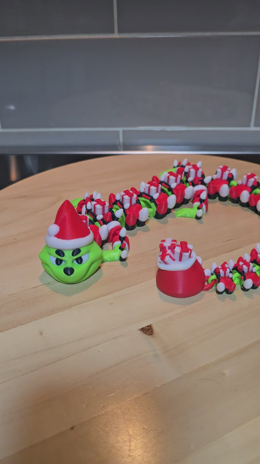 🎄3D Printed Articulated Grinch Dragon – Holiday Collectible
