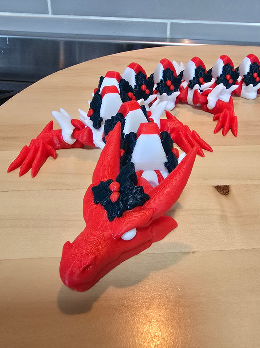 3D Printed Holly Dragon – Festive Articulated Holiday Collectible 🎄