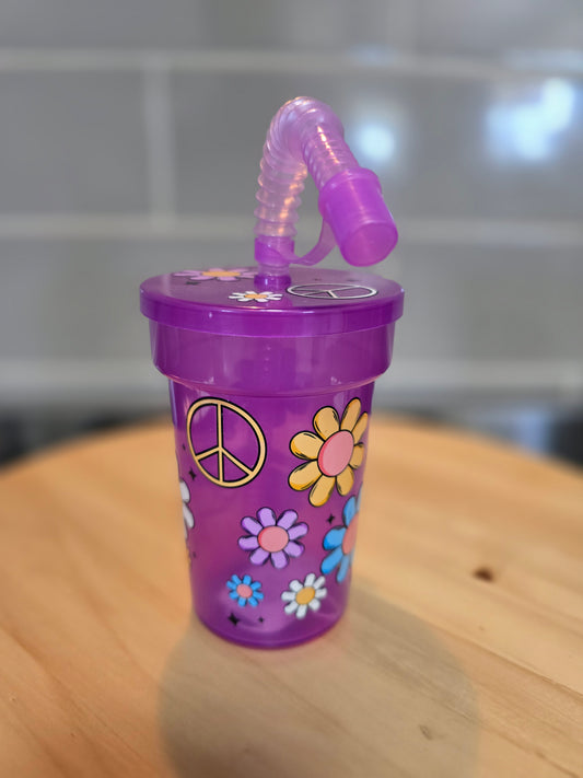Toddler Cup -Purple Flowers