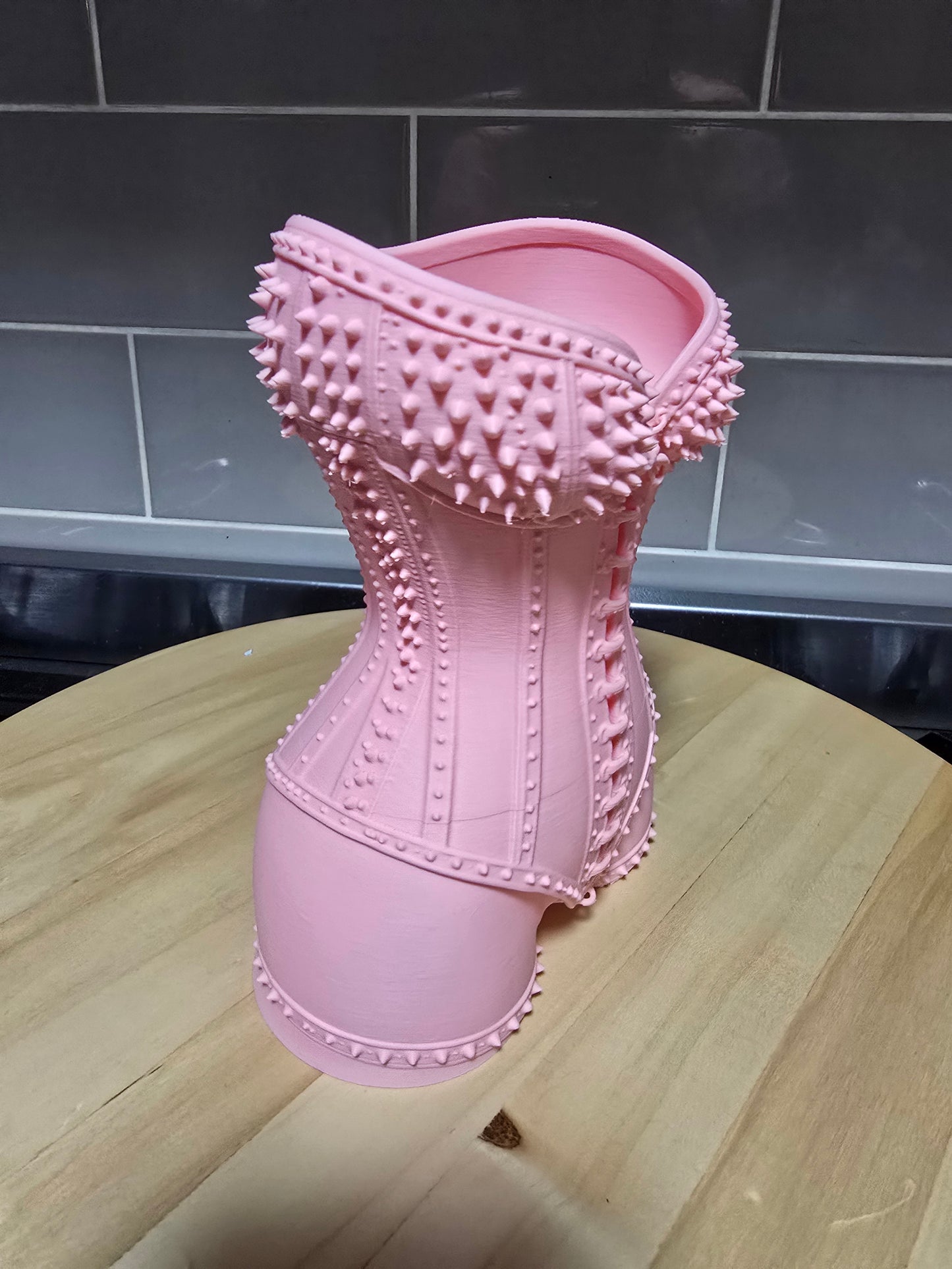 3d printed corset planter / makeup brush