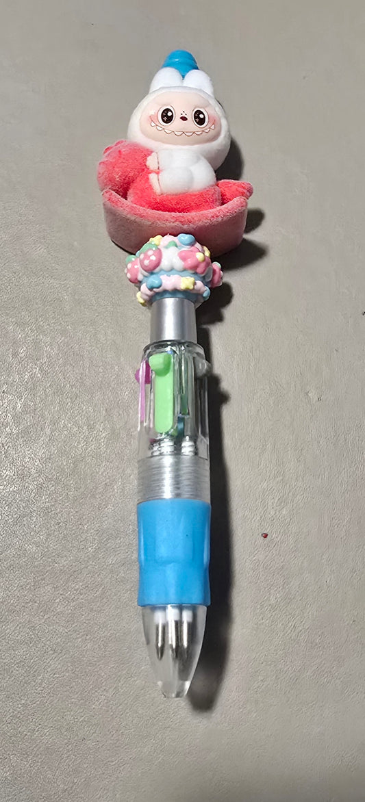 Labubu rocking horse blue multi colour change pen