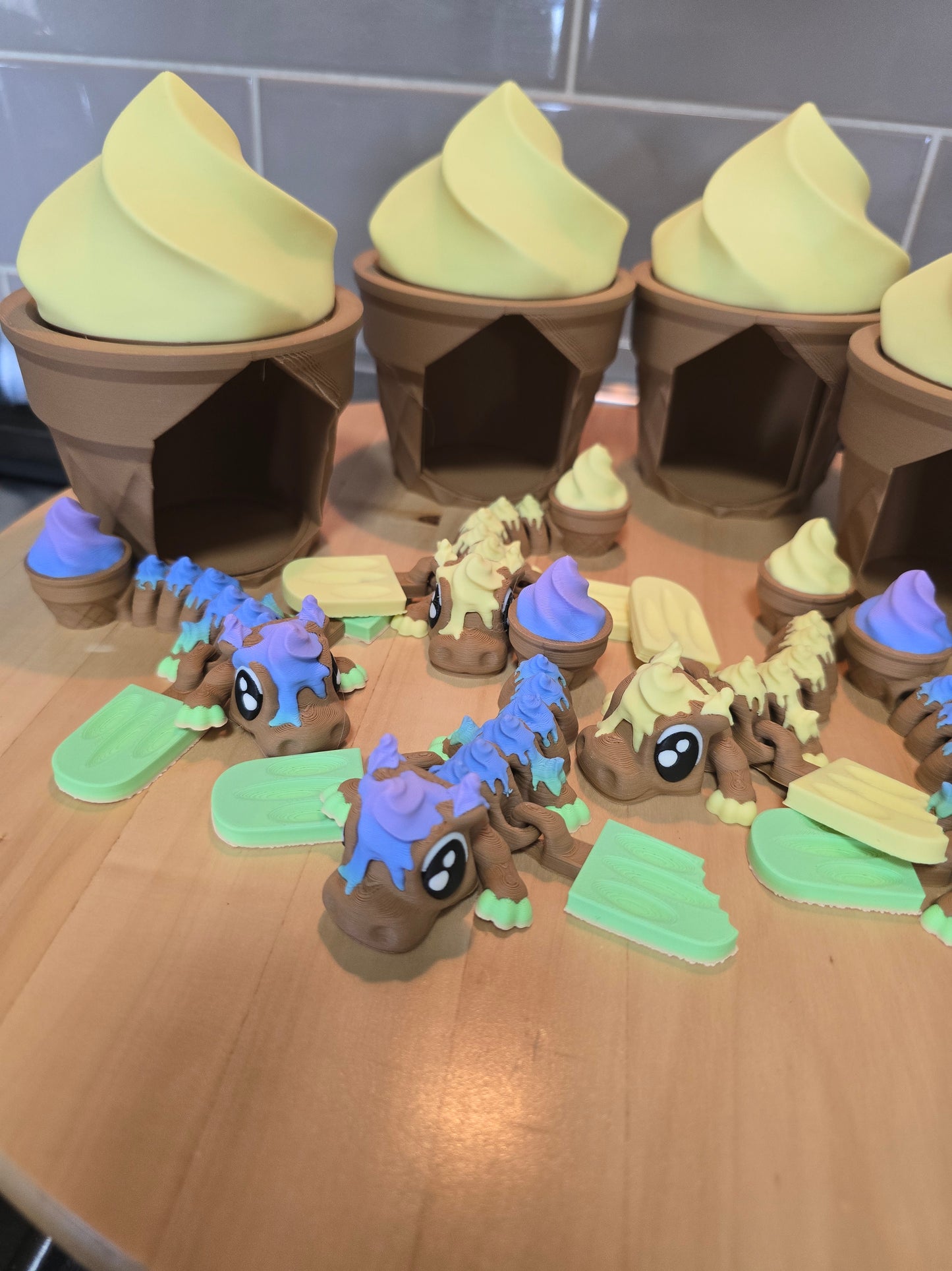 🍦🐉 Ice Cream Dragon & Ice Cream House – 3D Printed Articulated Set