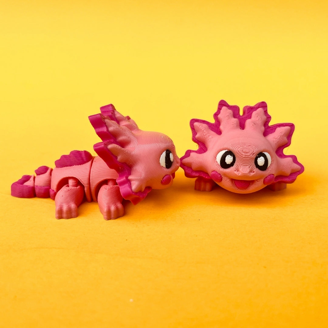 3D Printed Axolotl House with Screw Lid & Axolotls – Fun Hidden Surprise Container