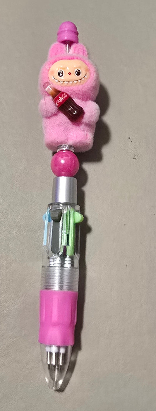 Pink soda bottle Labubu multicolour change pen