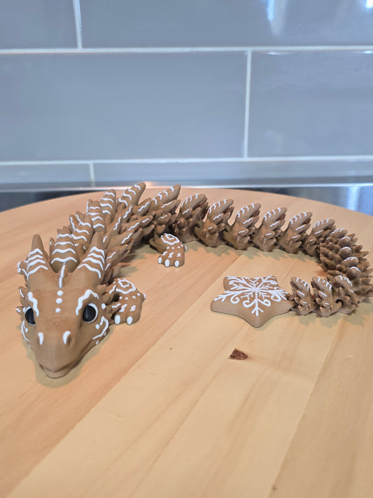 3D Printed Gingerbread Dragon – Festive Articulated Holiday Collectible 🎄
