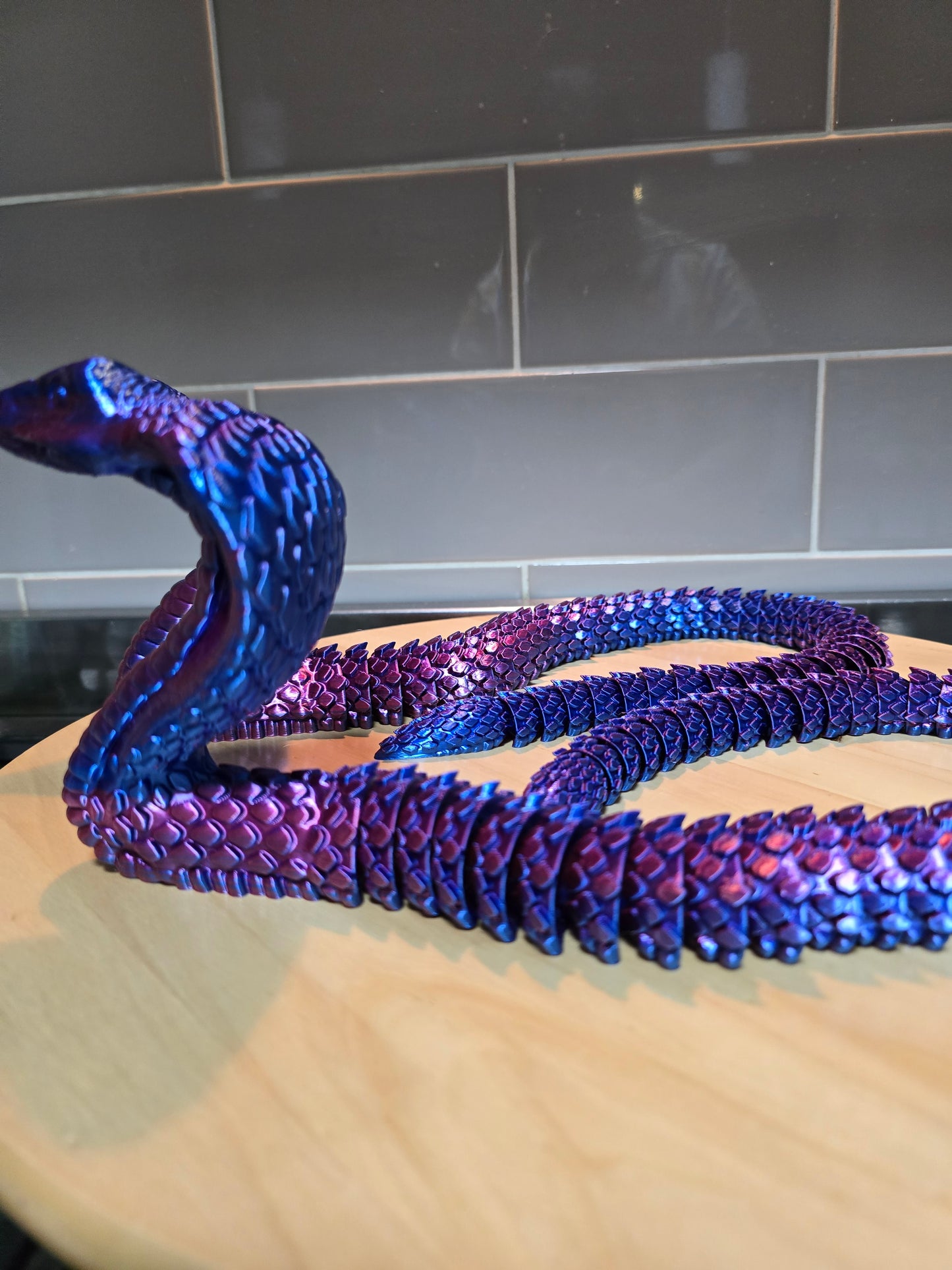 🌀 Multicolour 3D Printed Cobra – Striking Display Piece for Snake Lovers!