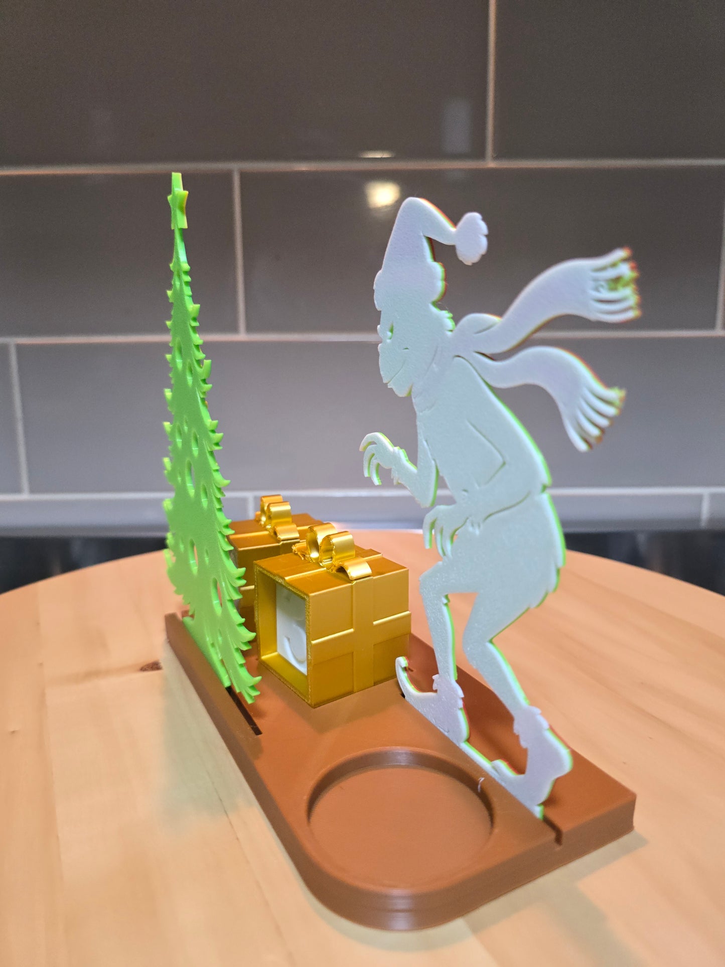 Grinch Countdown Calendar with Tealight Holder – 3D Printed Holiday Decor