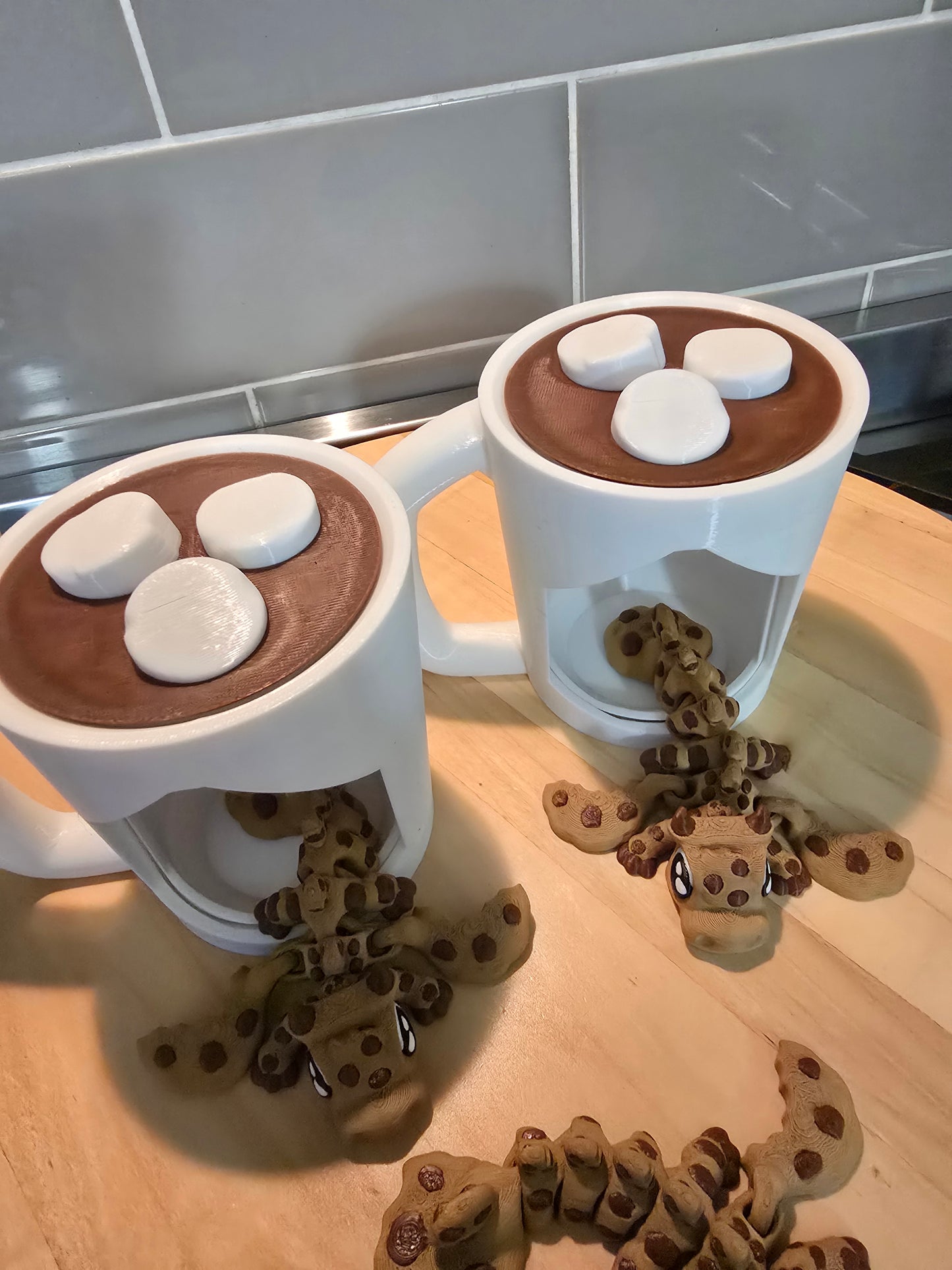 ☕ 3D Printed Cup of Cocoa Set – Cookie Dragon Edition