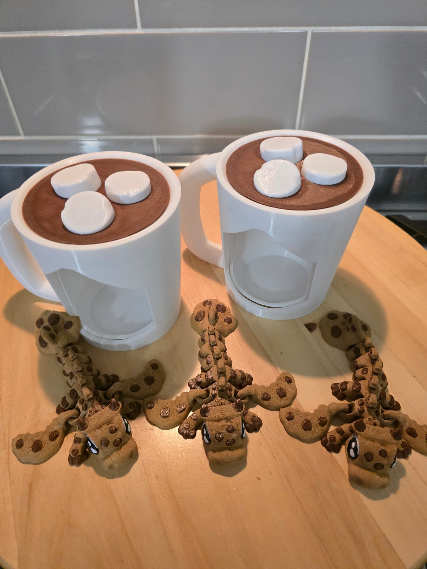 ☕ 3D Printed Cup of Cocoa Set – Cookie Dragon Edition