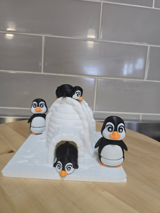 🐧 3D Printed Penguins with Igloo Play Set