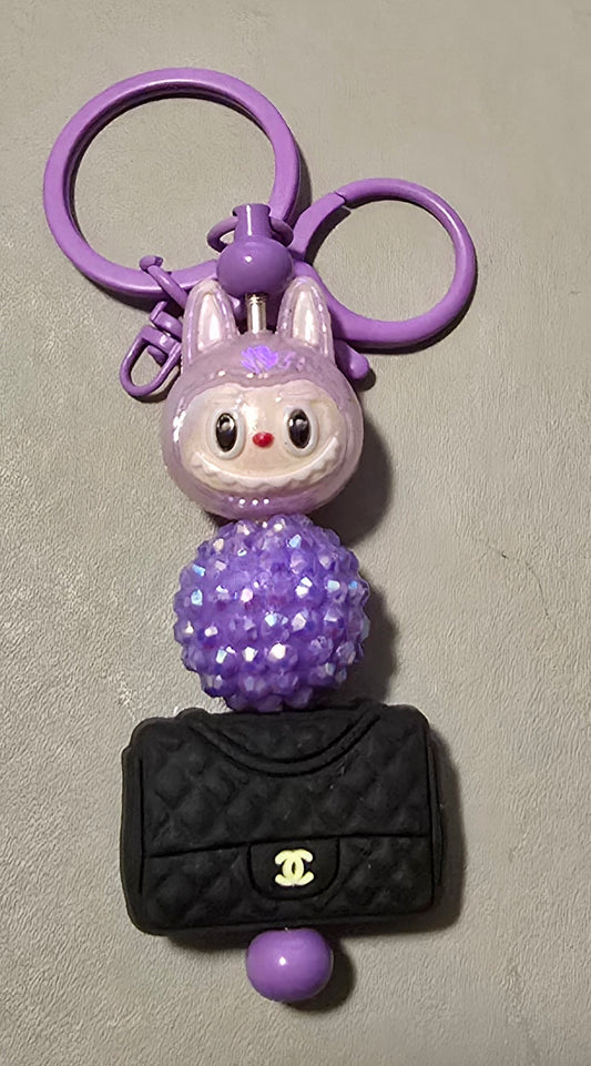 Purple Labubu and Designer keyring