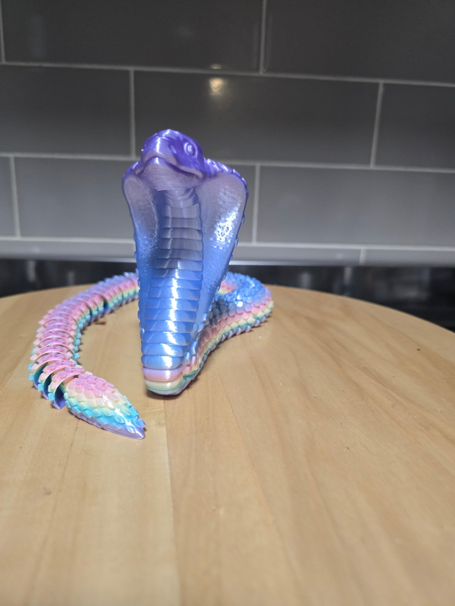 🌀 Multicolour 3D Printed Cobra – Striking Display Piece for Snake Lovers!