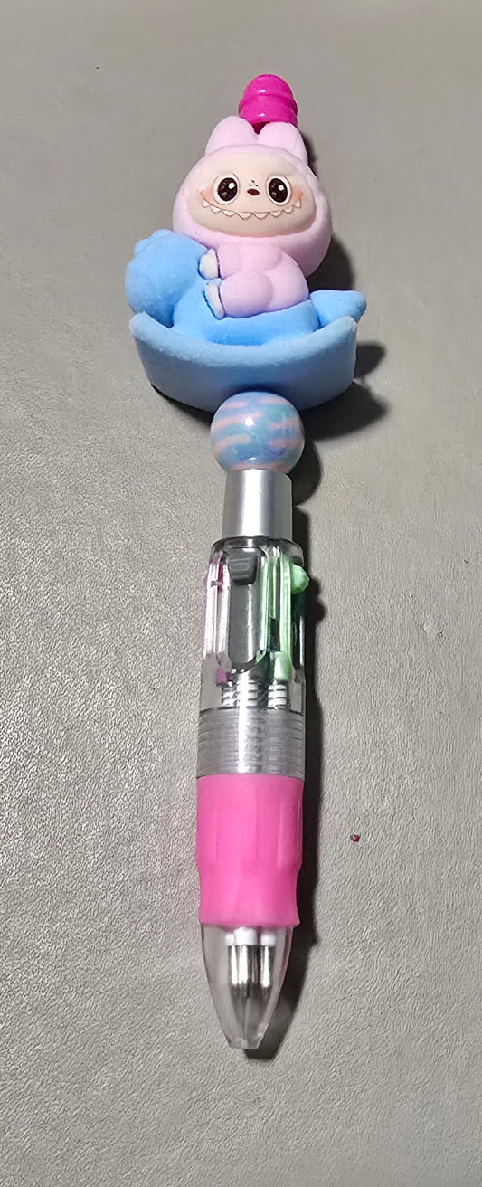 Labubu rocking horse pink multi colour change pen
