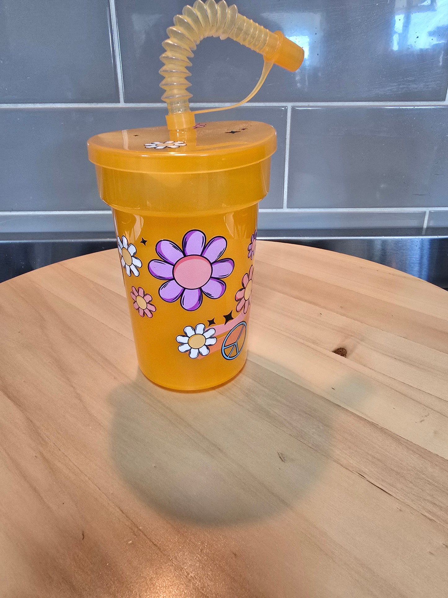 Toddler Cup - Orange Flowers