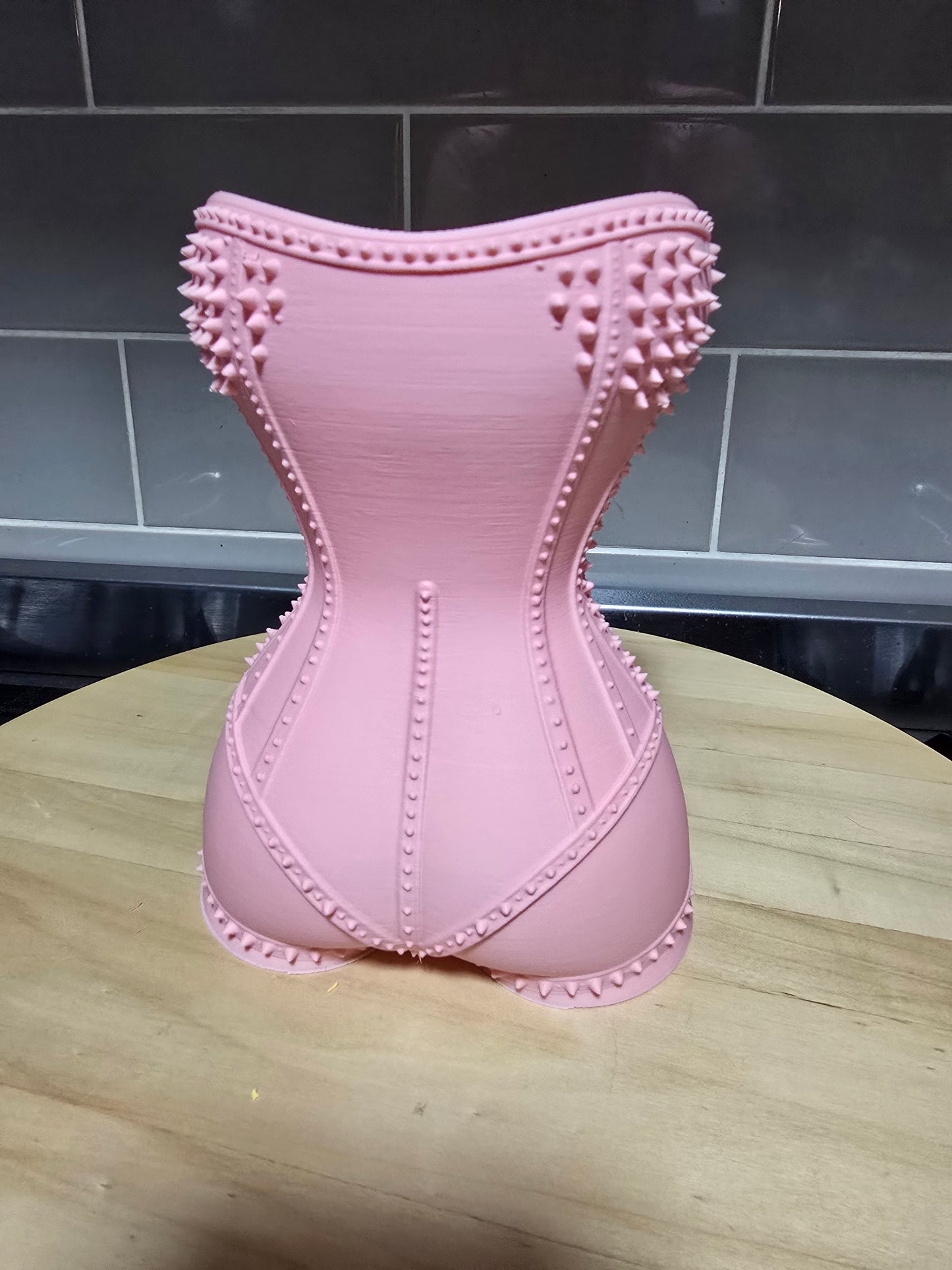 3d printed corset planter / makeup brush