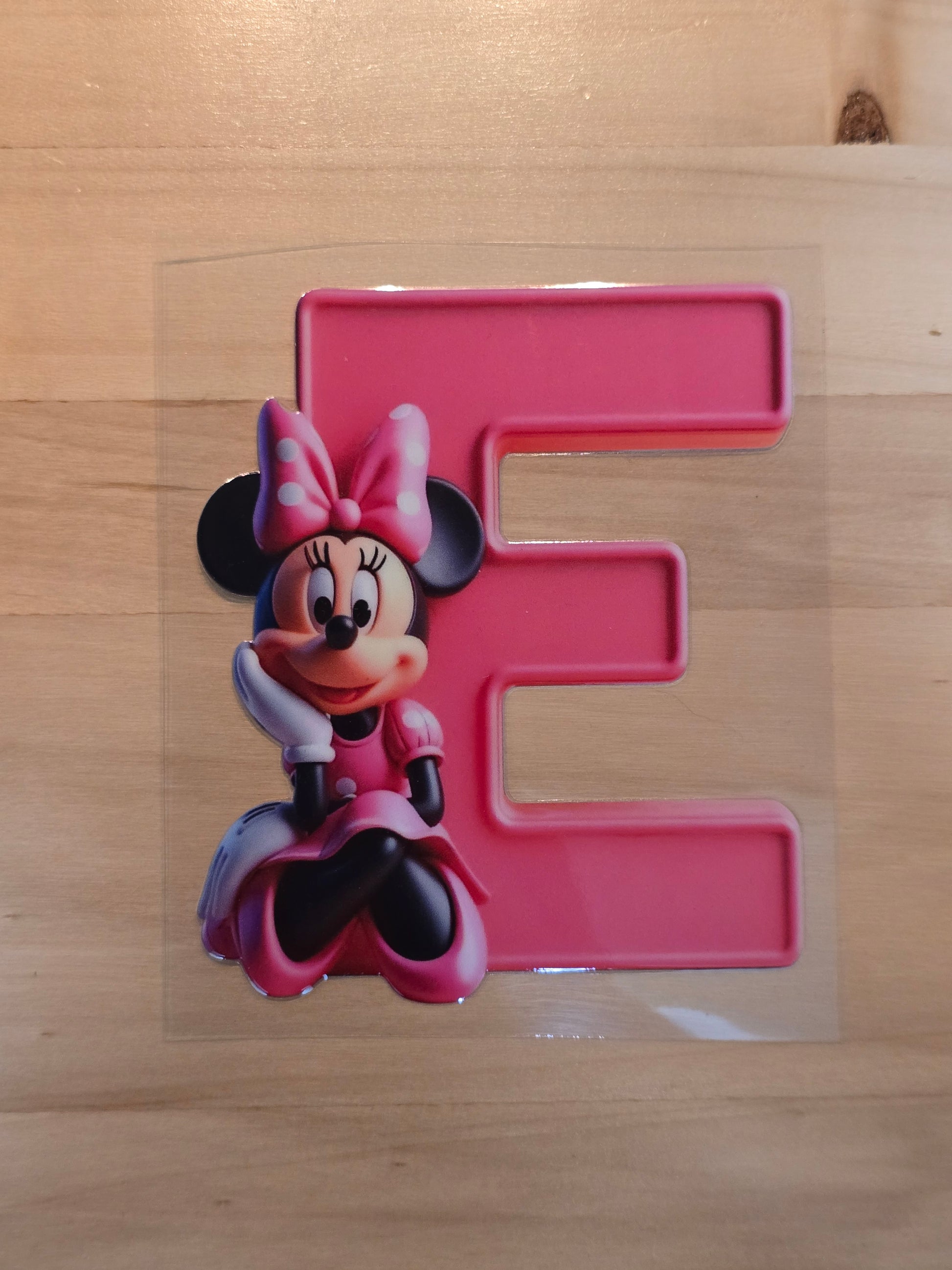 Pink letter 'E' with Minnie mouse