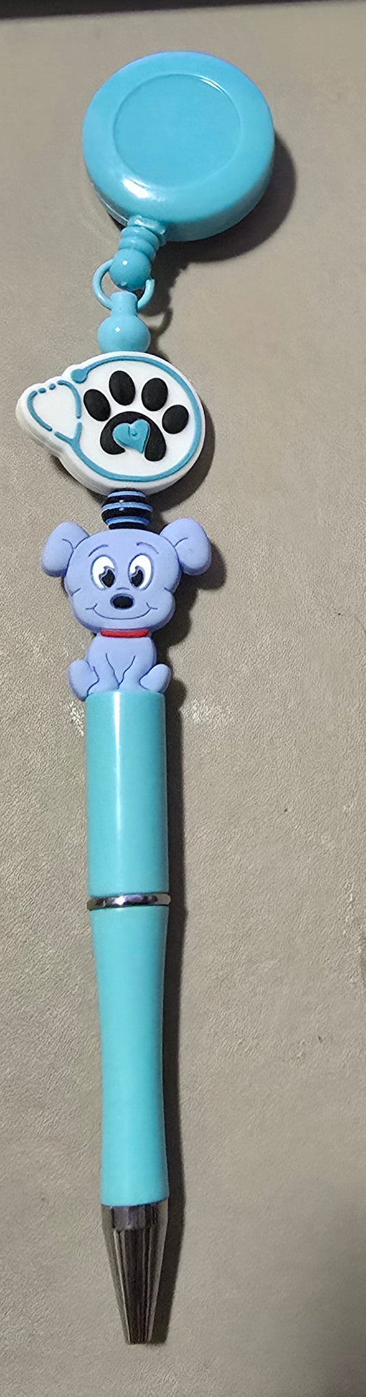 Blue Dog Badge Reel Pen