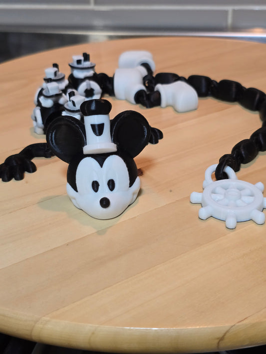 🐉 1920’s Mouse-Themed Steamboat Dragon – 3D Printed Collectible - Large