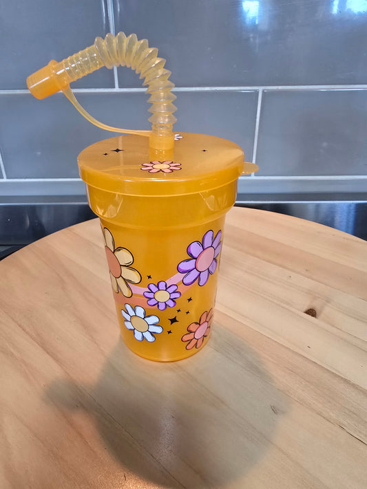 Toddler Cup - Orange Flowers