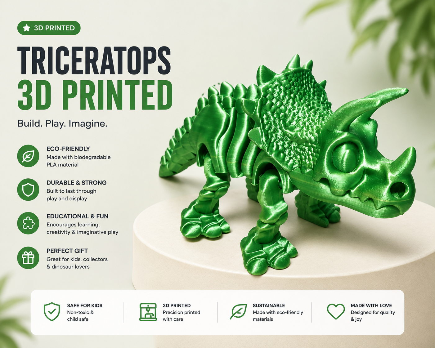 3D Printed Triceratops Collectible 🦖🌈